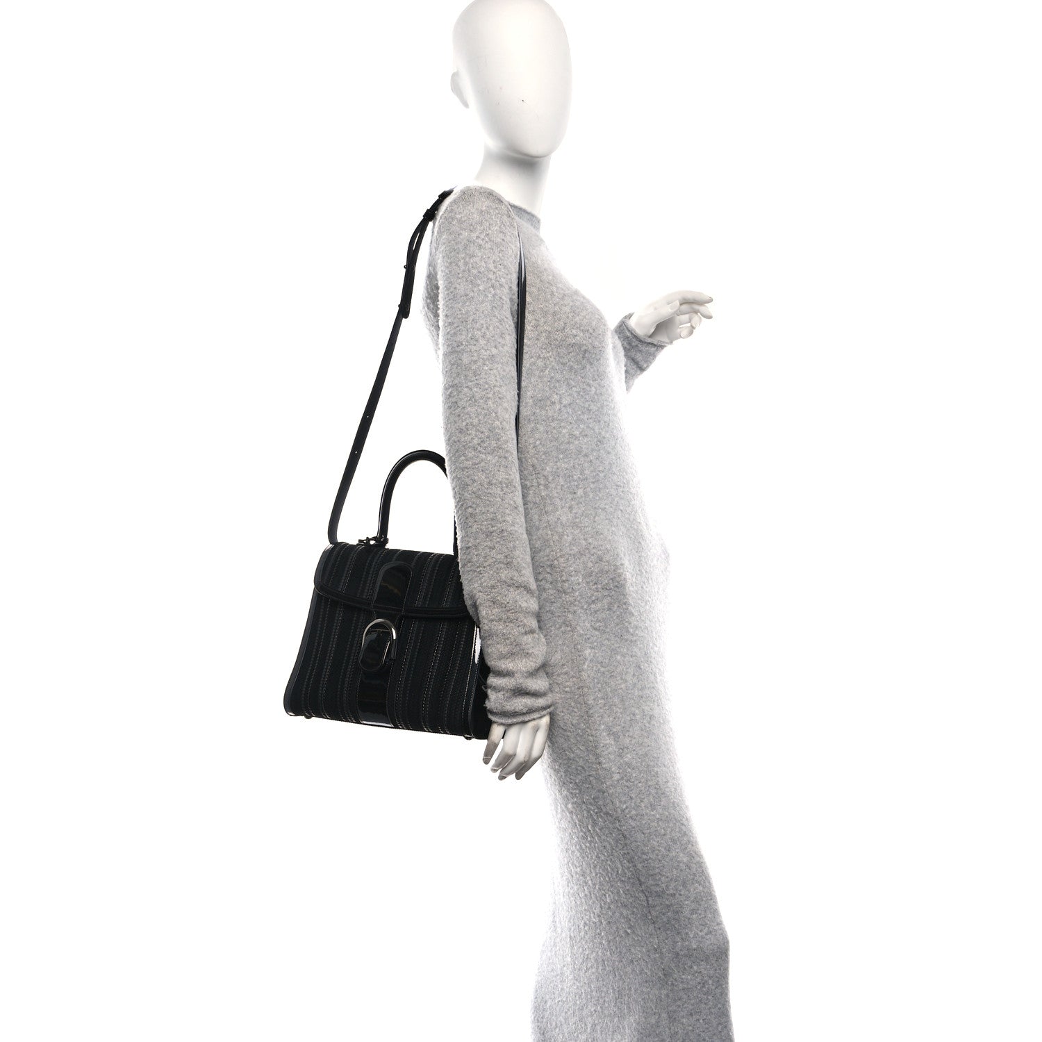 Delvaux Canvas Patent Calfskin MM Brillant Satchel Black 2 of 13