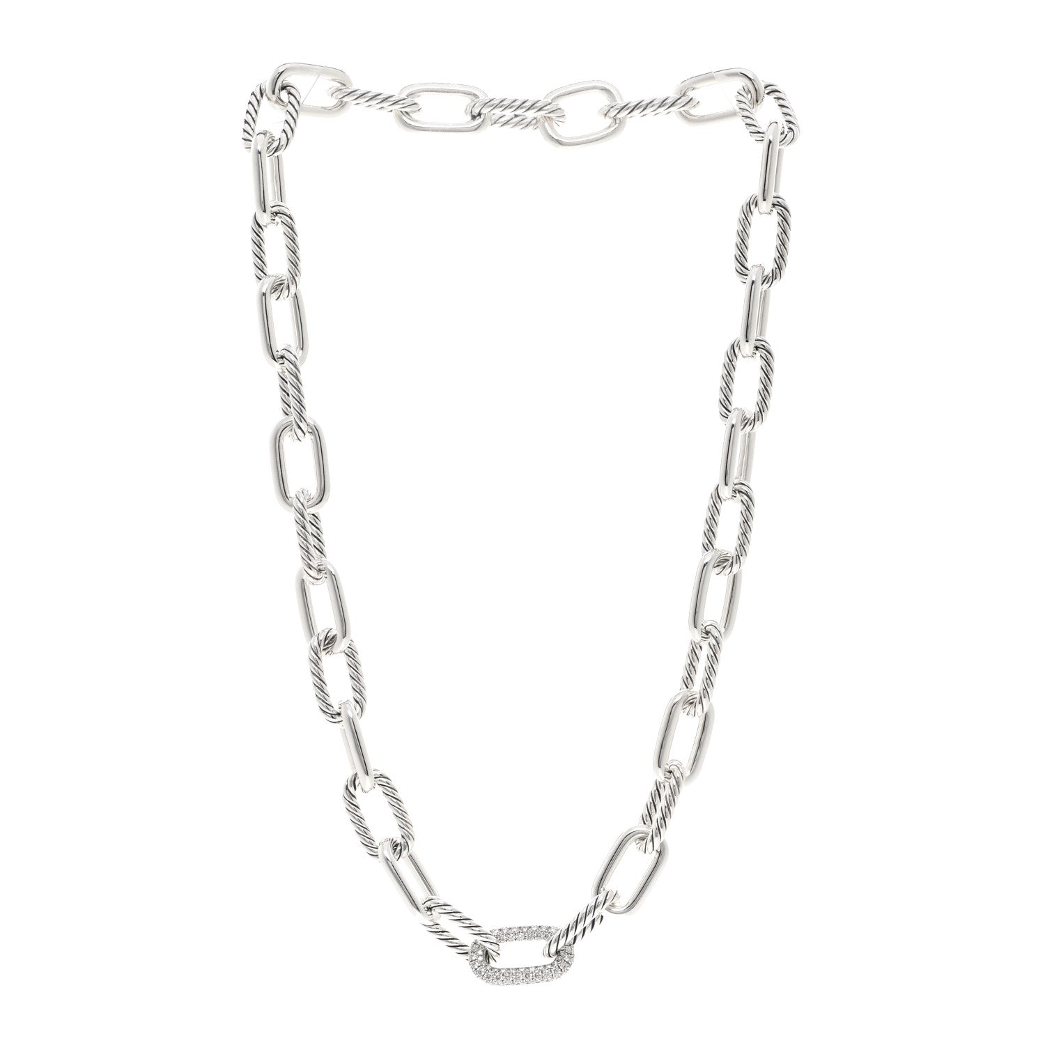 David Yurman Sterling Silver Diamond 11mm Madison Chain Necklace 3 of 5