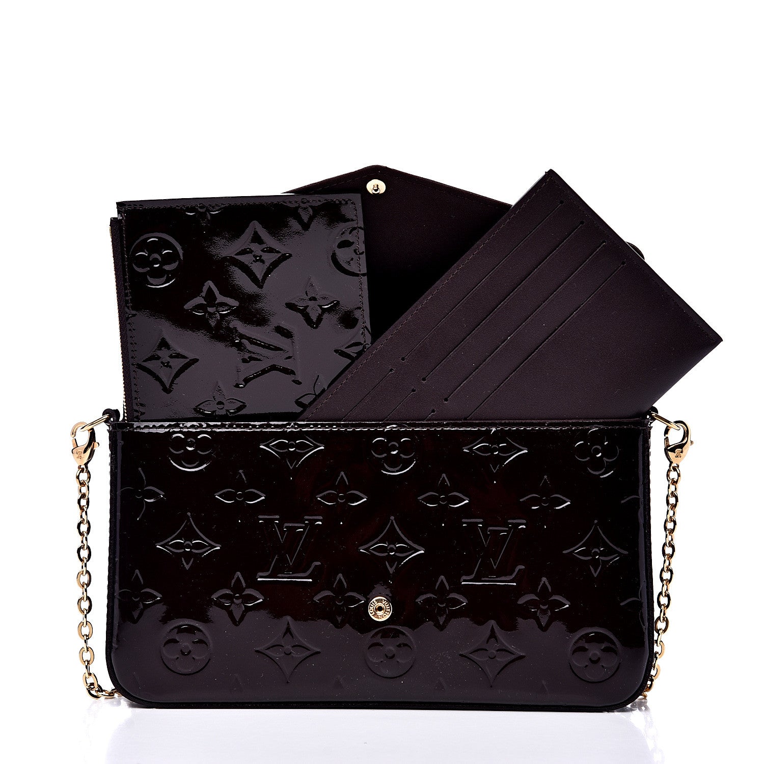 Louis Vuitton Vernis Pochette Felicie Chain Wallet Amarante 4 of 11