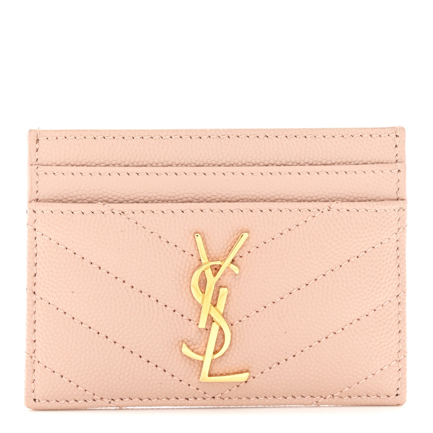 Grain De Poudre Matelasse Chevron Monogram Credit Card Case Pale Pink