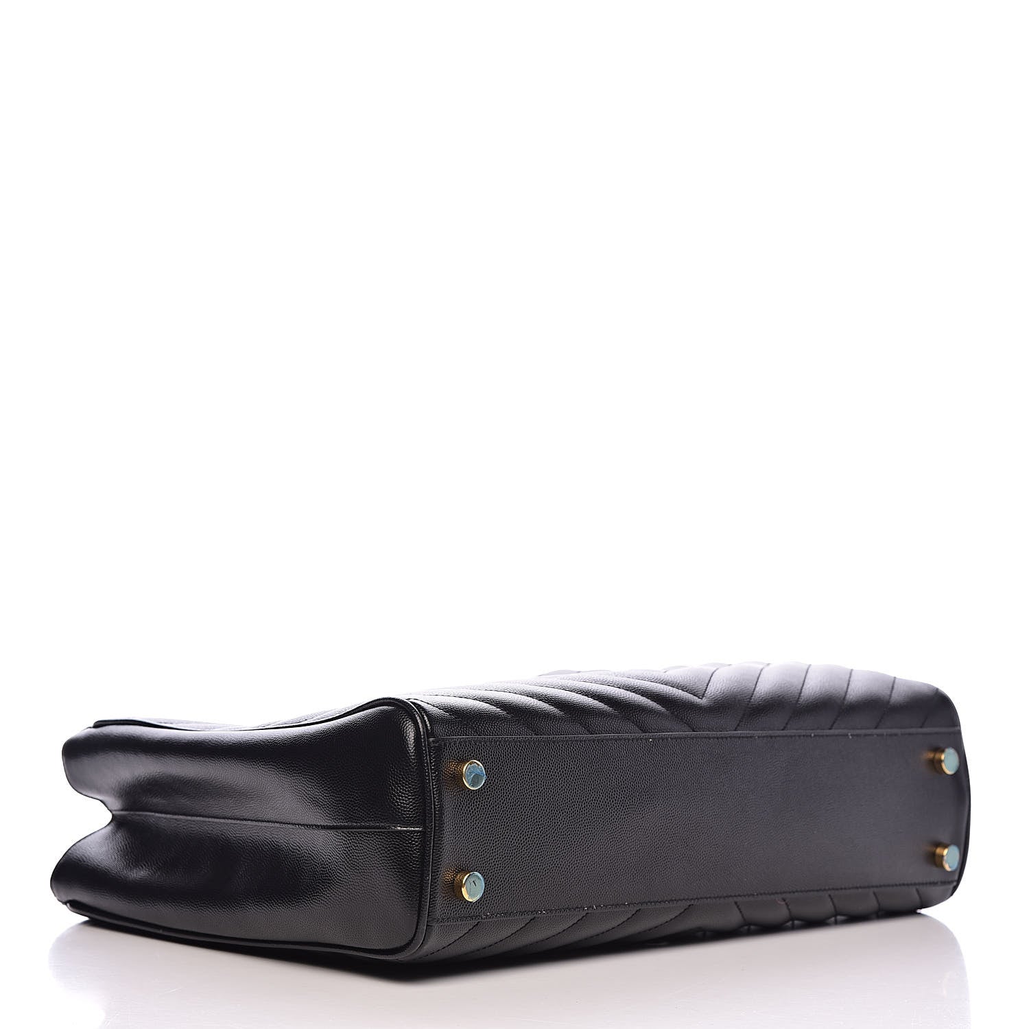 Saint Laurent Grain De Poudre Matelasse Chevron Monogram Shopping Bag Black 4 of 14