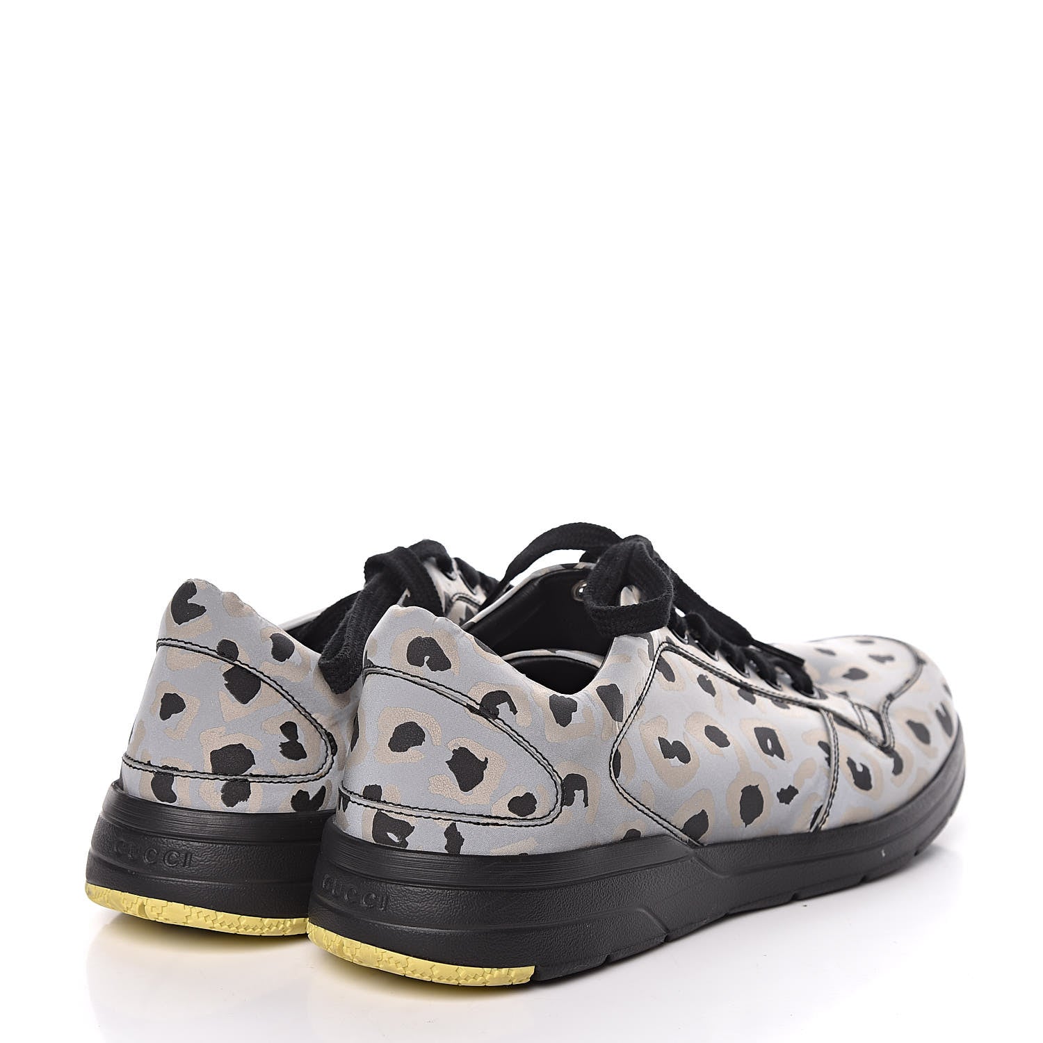 Gucci Fabric Rubber Leopard Print Brava Reflective Sneakers 38.5 4 of 13