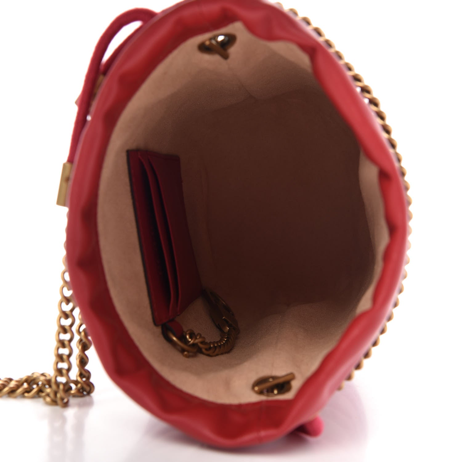 Gucci Calfskin Matelasse Mini GG Marmont 2.0 Bucket Bag Hibiscus Red 5 of 9