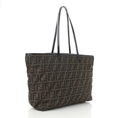 Fendi Zucca Quilted Medium Roll Tote Tobacco Black 2 of 9
