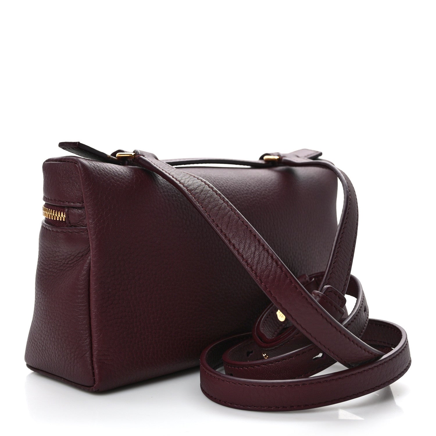 Loro Piana Grained Calfskin L19 Extra Pocket Pouch Azuki Beans