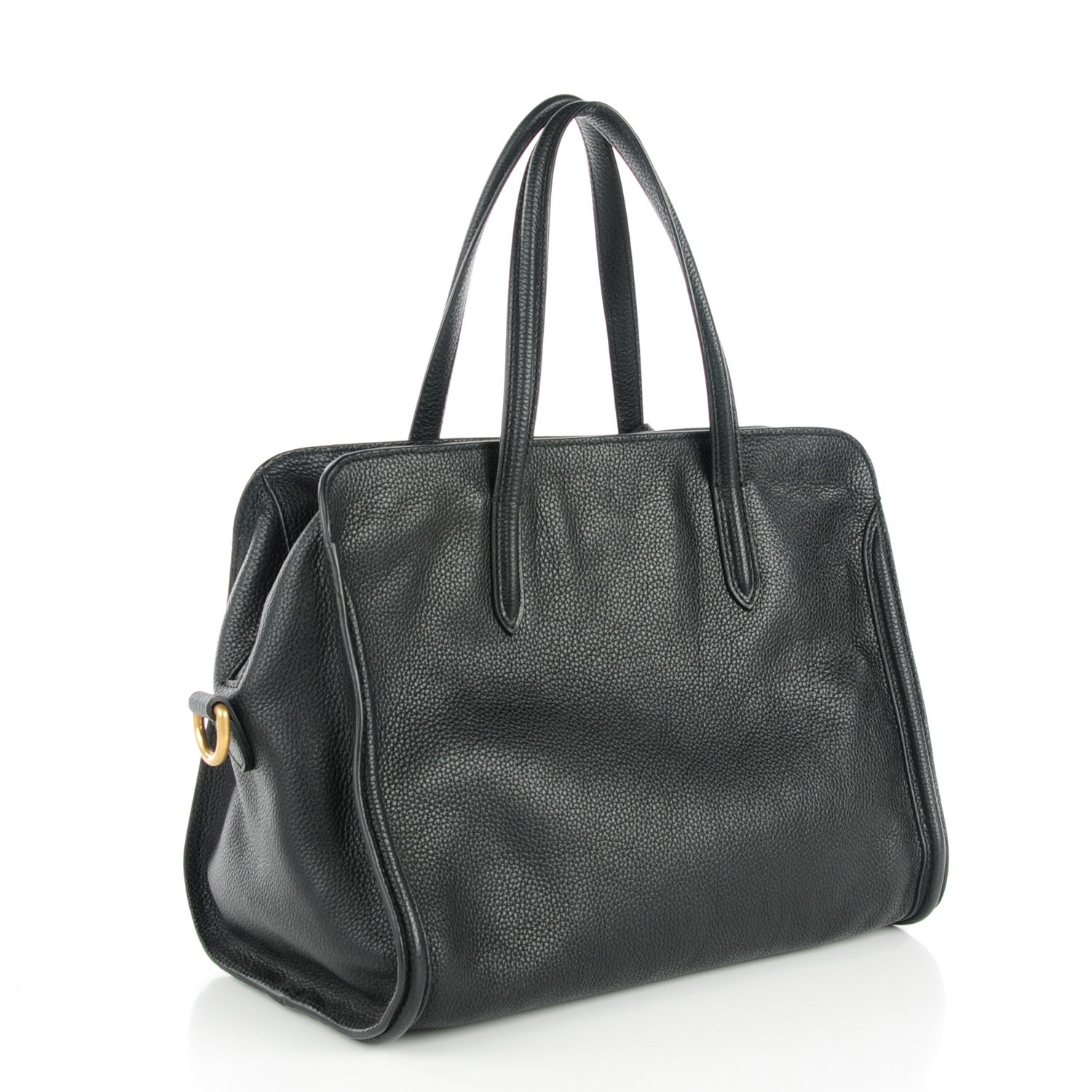 Alexander McQueen Pebbled Calfskin Medium Skull Padlock Zip Around Tote Black 4 of 8