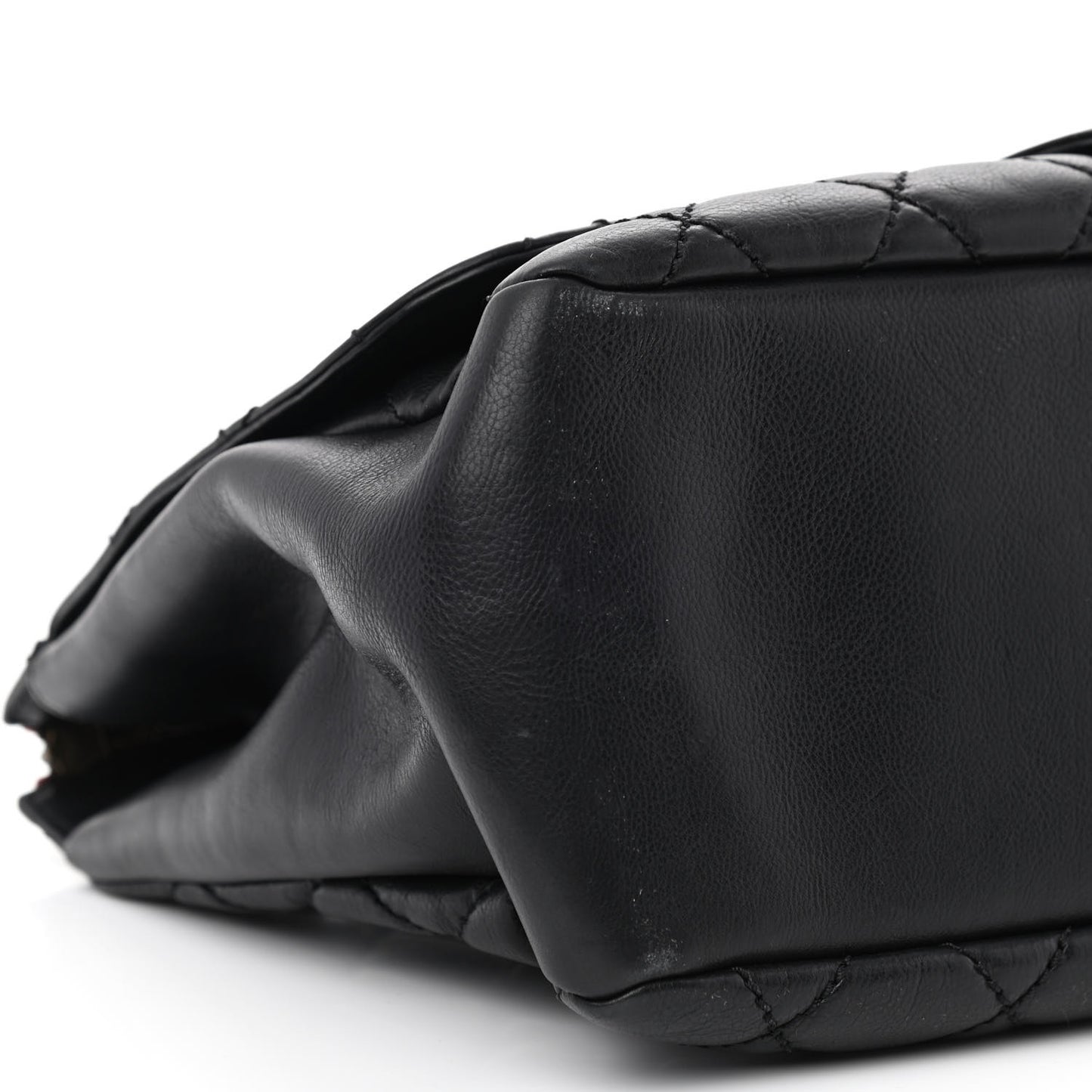 Calfskin Quilted Maxi Blizzard Zip Top Flap Black