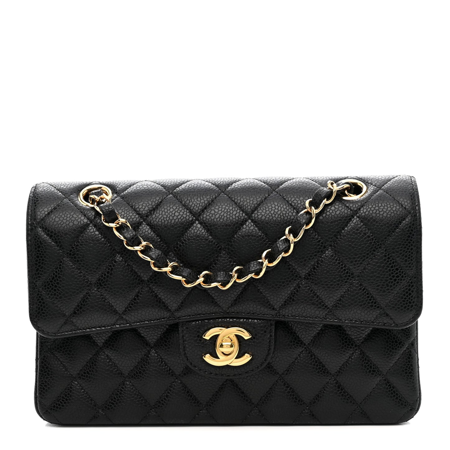 Caviar Quilted Small Double Flap Black