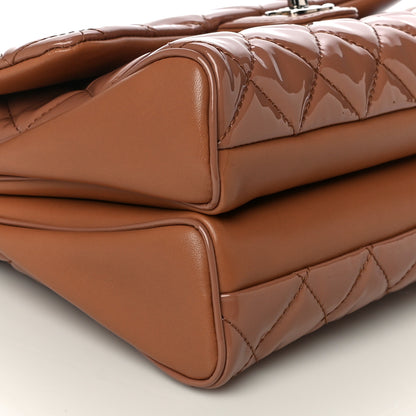 Chanel Patent Quilted Medium Rock In Rome Single Flap Brown 10 of 13