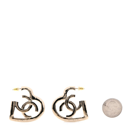 Chanel Metal CC Heart Coco In Love Hoop Earrings Gold 2 of 4