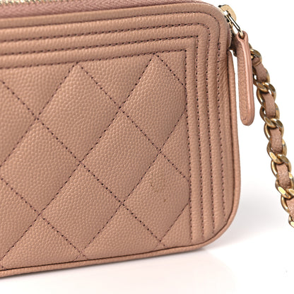 Chanel Caviar Quilted Small Boy Clutch With Chain Beige 12 of 12
