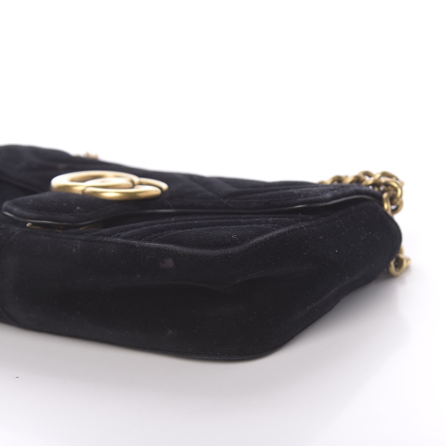 Gucci Velvet Matelasse Mini GG Marmont Shoulder Bag Black 9 of 14