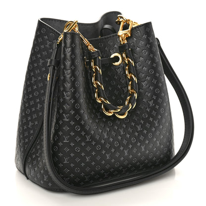 Louis Vuitton Calfskin Nanogram Embossed Neonoe BB Black 3 of 8