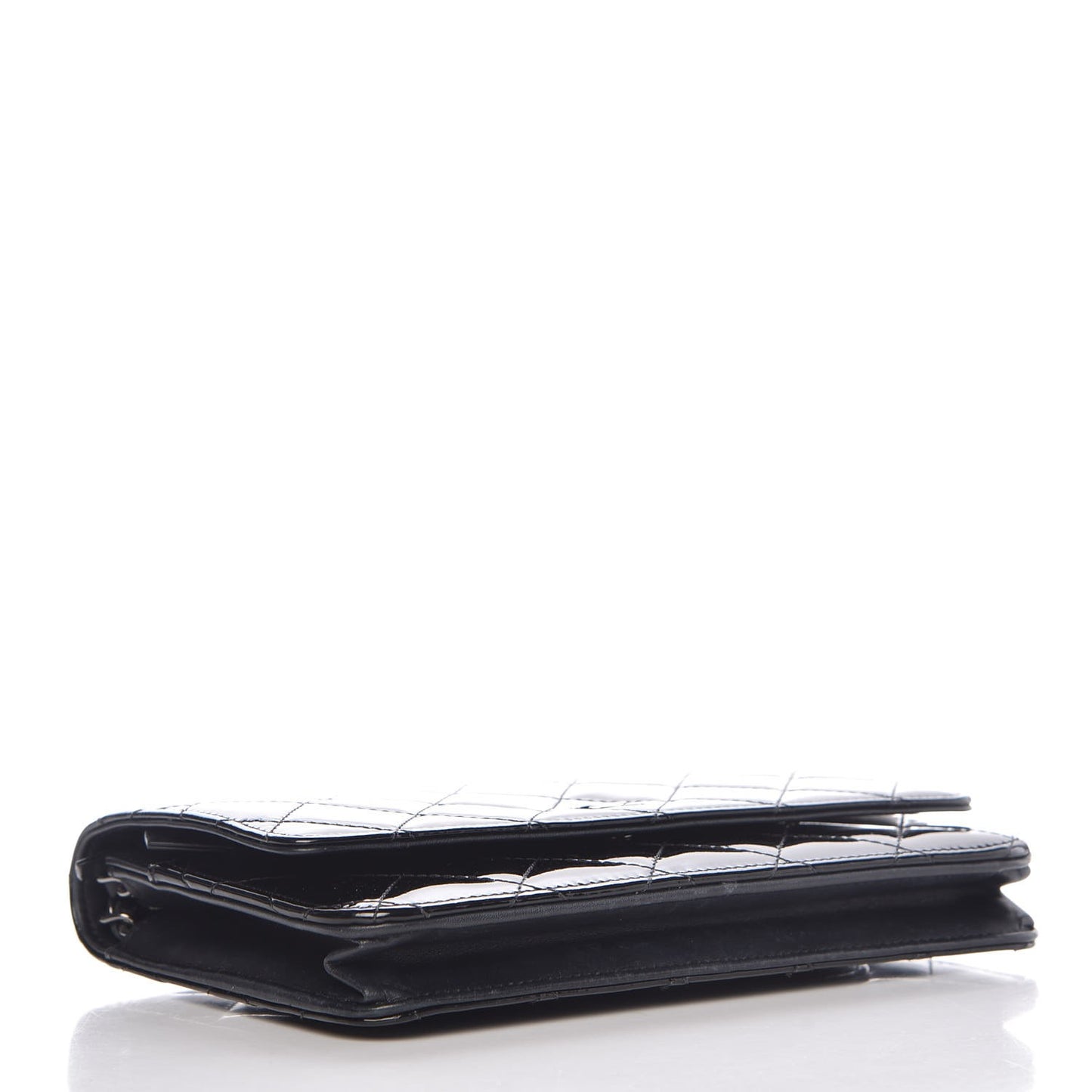 Patent Quilted Wallet On Chain WOC Black