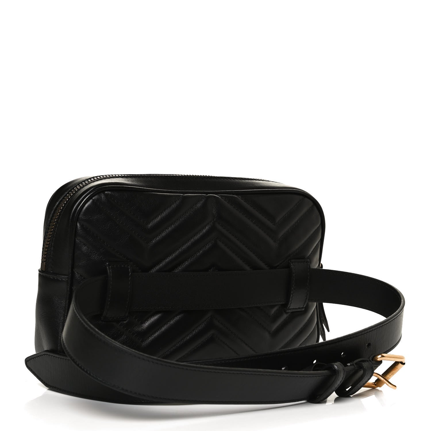 Gucci Calfskin Matelasse Mens GG Marmont Belt Bag 80 32 Black 2 of 12