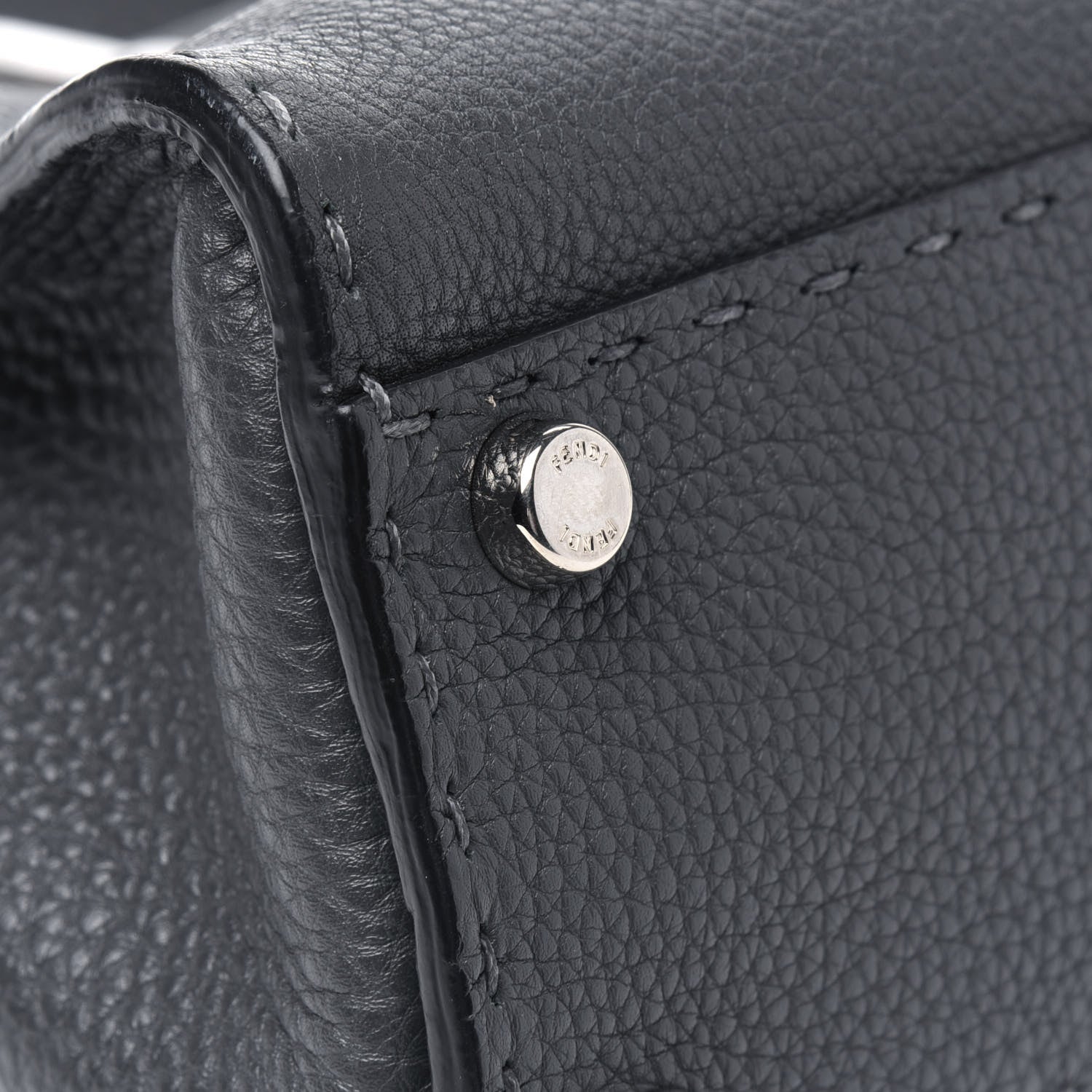 Fendi Cuoio Romano Selleria Bi-Color Medium Peekaboo Iconic Satchel Asfalto Latte 15 of 18