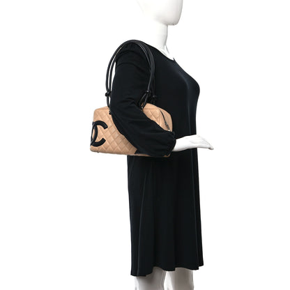 Chanel Calfskin Quilted Large Cambon Bowler Beige Black 2 of 10