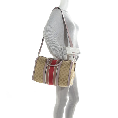 Gucci Monogram Selleria Calfskin Vintage Web Medium Boston New Sand Lilas 2 of 7
