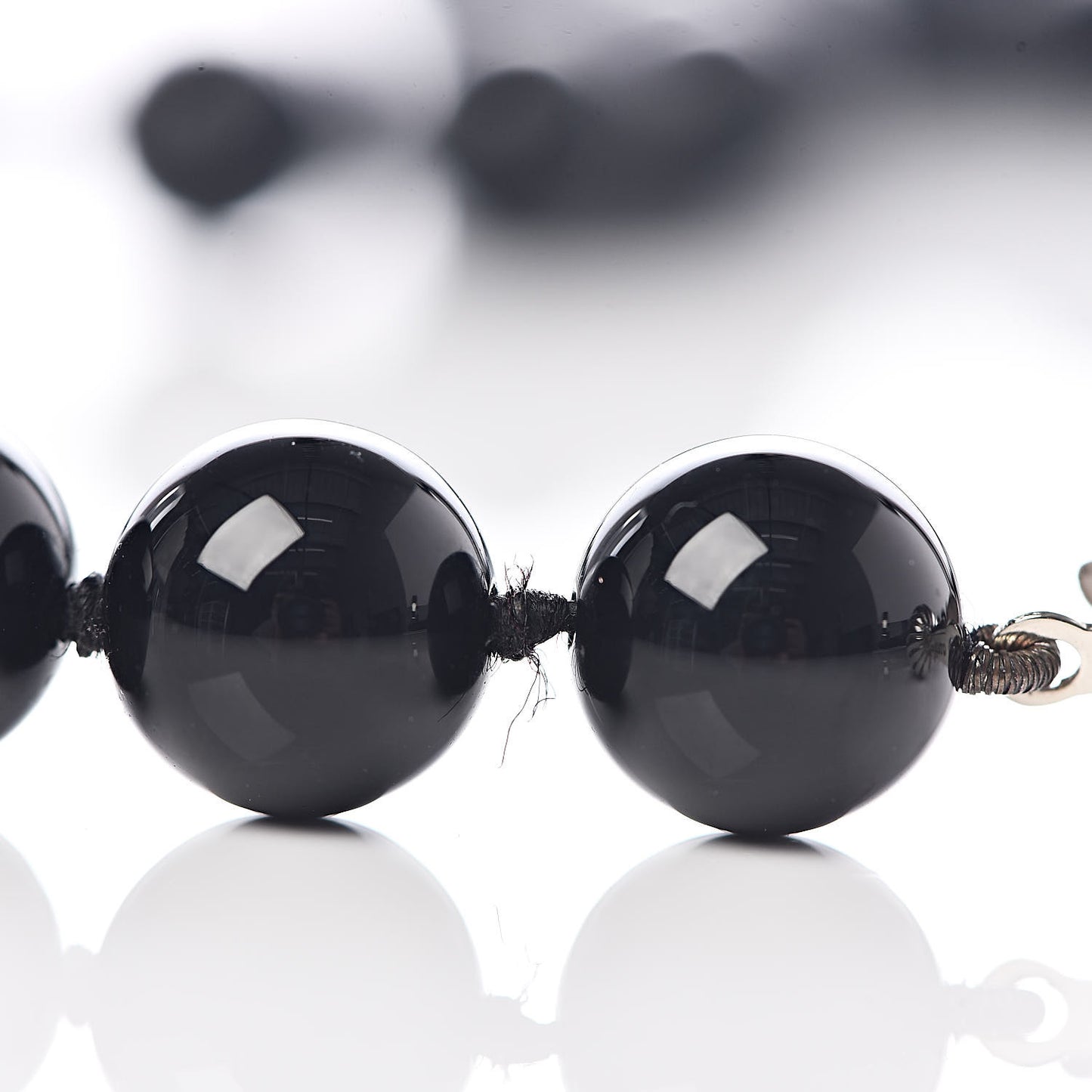 Sterling Silver Black Onyx Bead Necklace