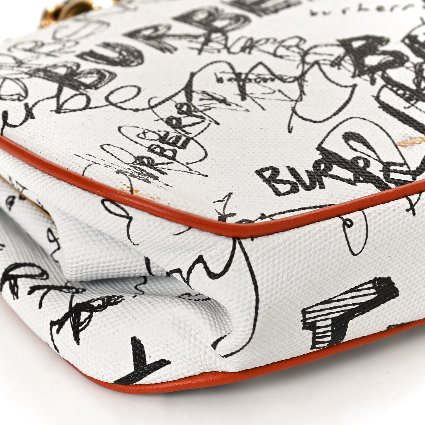 Canvas Small Doodle Print Frame Bag White