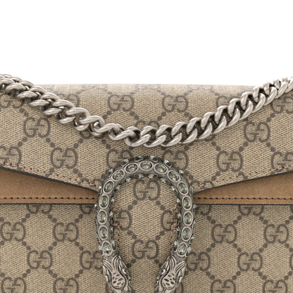 Gucci GG Supreme Monogram Suede Crystal Small Dionysus Shoulder Bag Beige Ebony Taupe 8 of 13
