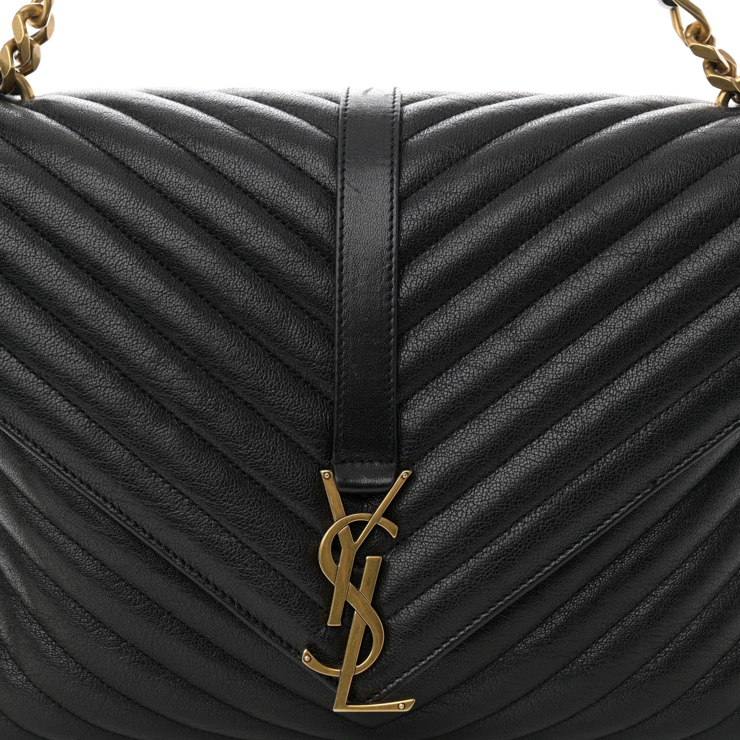 Saint Laurent SAINT LAURENT Sheepskin Matelasse Chevron Monogram Large College Satchel Black 8 of 10