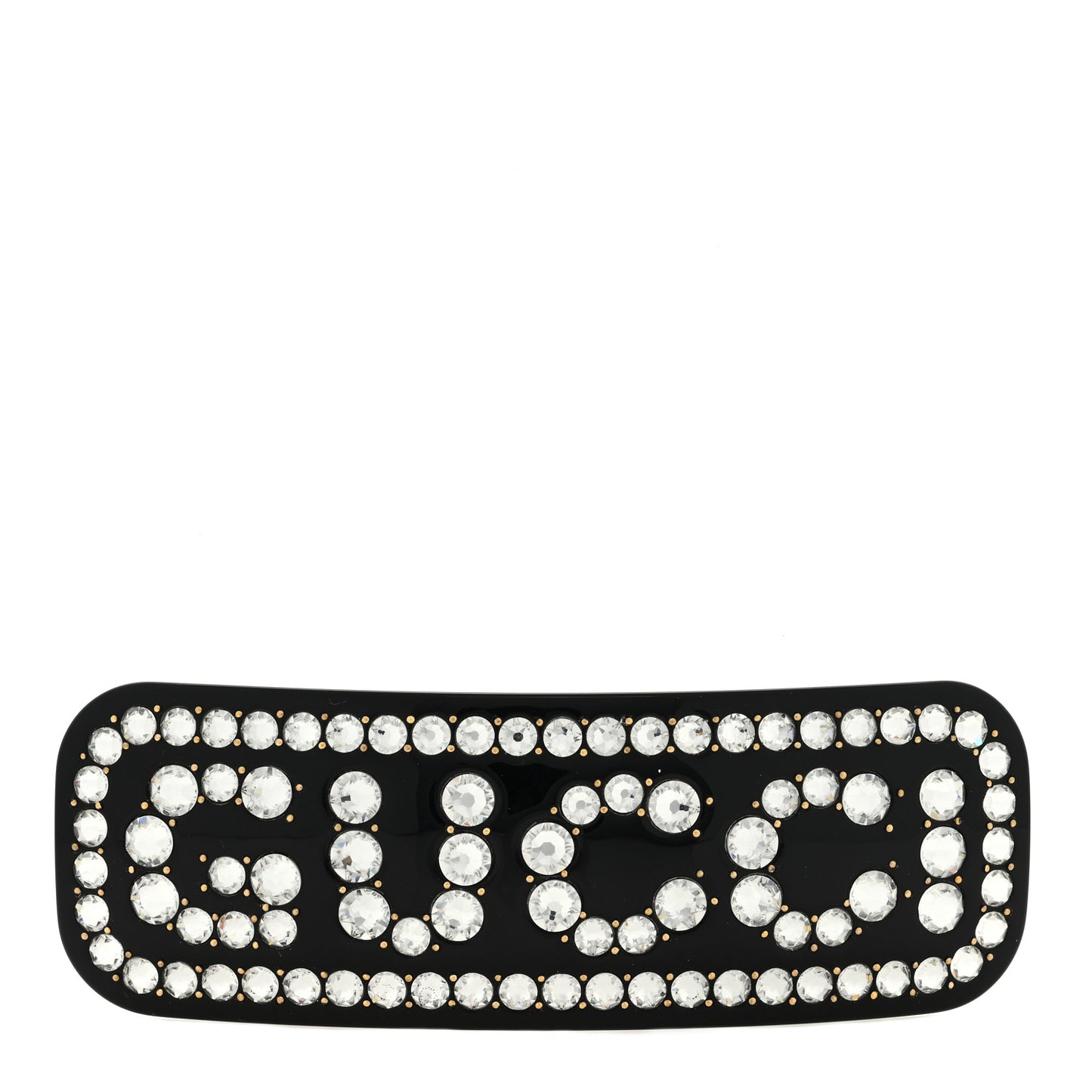 Resin Crystal Single Hair Barrette Black