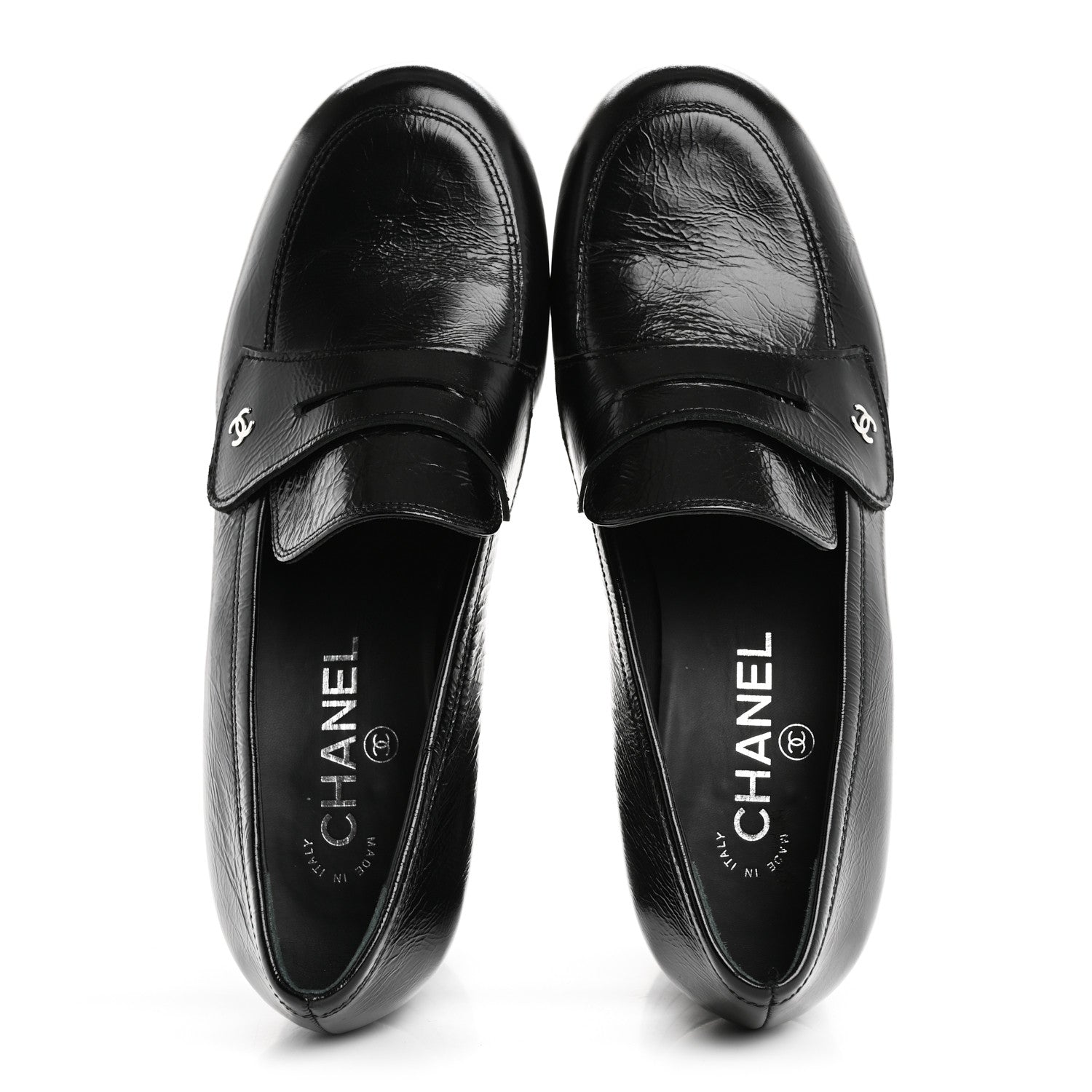 Chanel Shiny Calfskin CC Platform Mocassin Loafers 39 Black 2 of 12