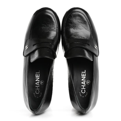 Chanel Shiny Calfskin CC Platform Mocassin Loafers 39 Black 2 of 12