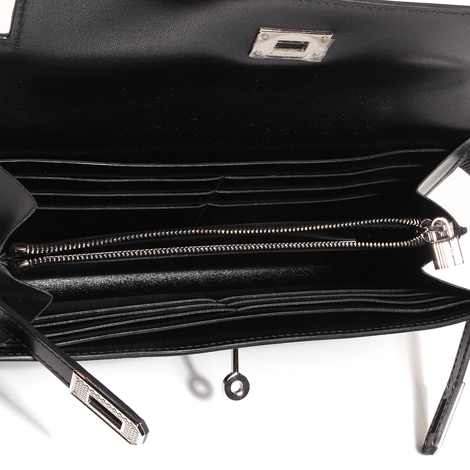 Hermes Guilloche Box Kelly Longue Wallet Black 8 of 15