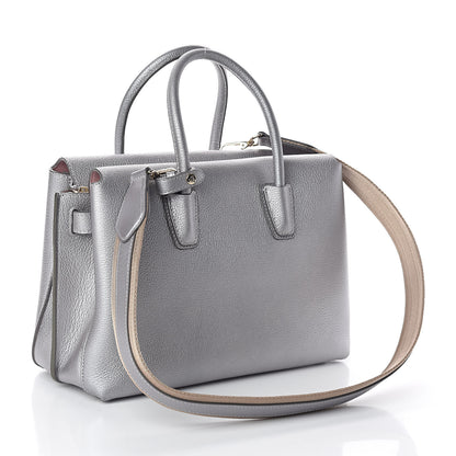 MCM Metallic Grained Calfskin Medium Milla Tote Spike Silver 3 of 10