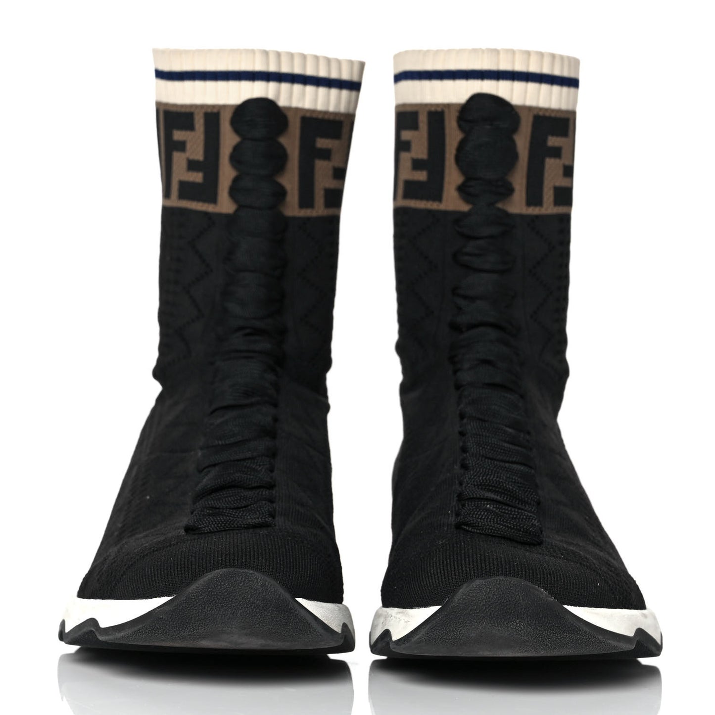 Stretch Knit Jacquard FF Sock Sneakers 39 Black