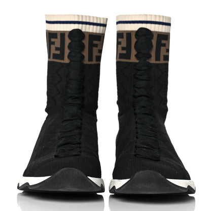 Fendi Stretch Knit Jacquard FF Sock Sneakers 39 Black 2 of 6