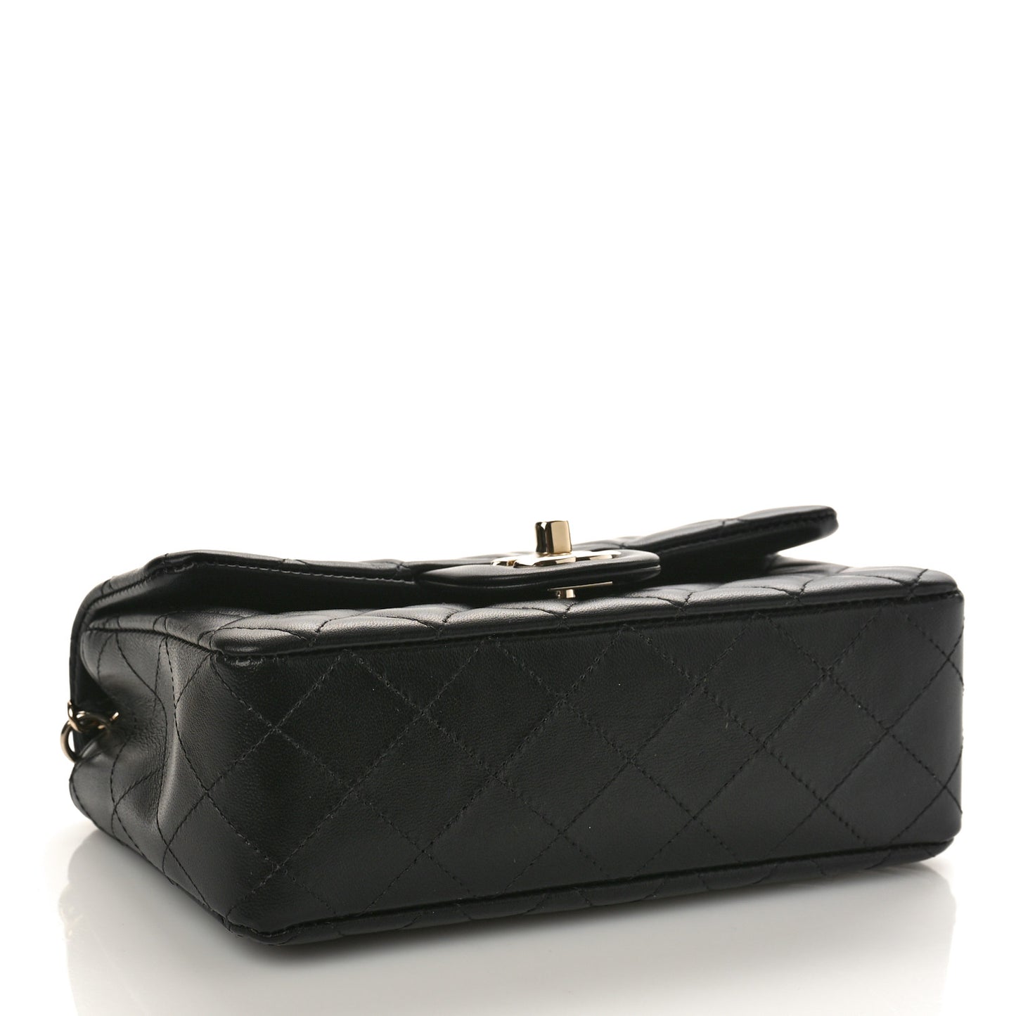 Lambskin Quilted Mini Rectangular Flap Black