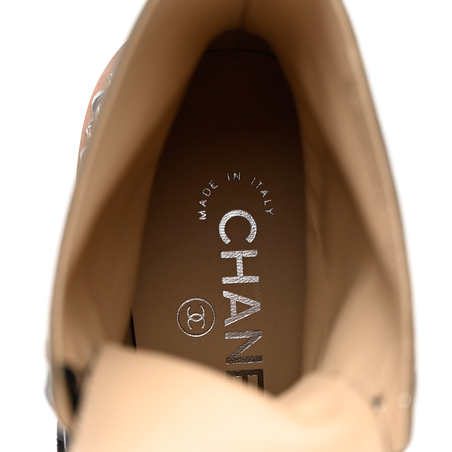 Chanel Patent Lace Up Chain Boots 37.5 Black 8 of 8