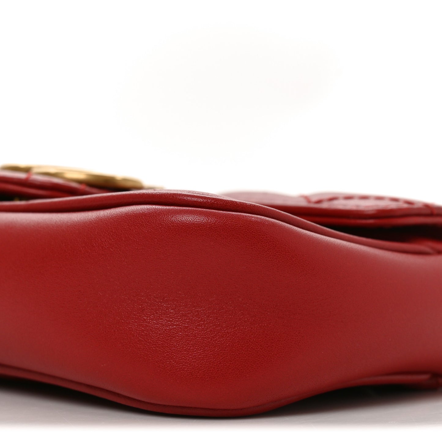 Calfskin Matelasse Super Mini GG Marmont Shoulder Bag Hibiscus Red