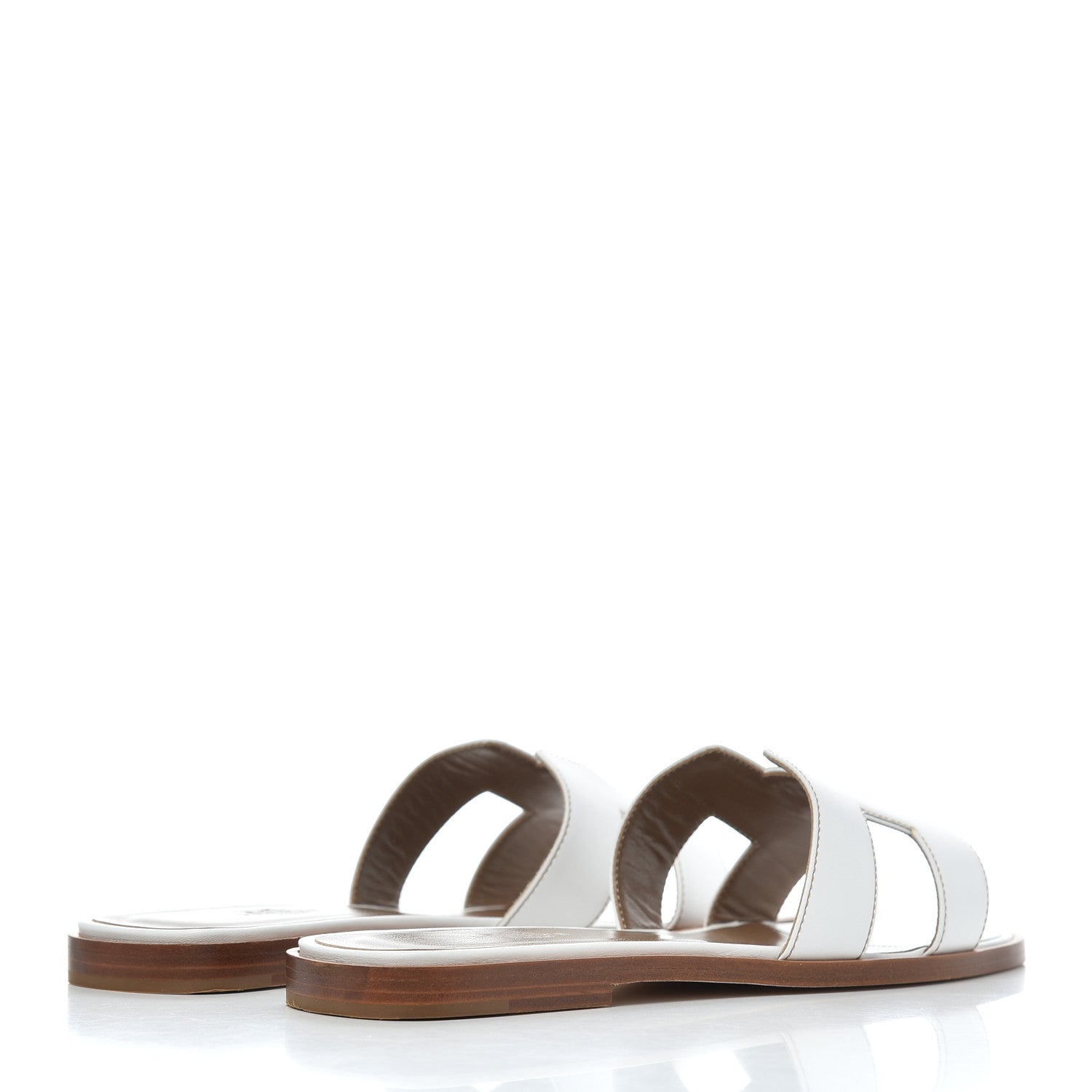 Hermes Box Calfskin Oran Sandals 37 White 4 of 12