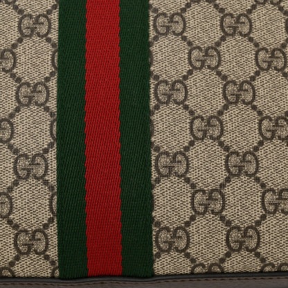 Gucci GG Supreme Monogram Textured Dollar Calfskin Web Ophidia Wristlet Shoulder Bag Beige Ebony New Acero 11 of 11