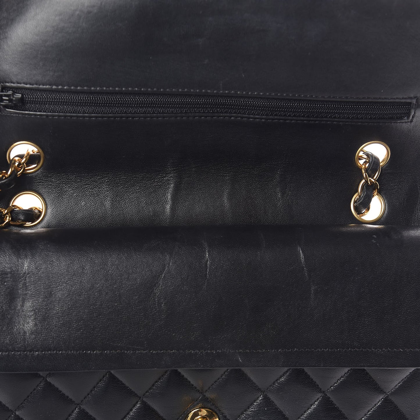 Lambskin Quilted Medium Double Flap Black