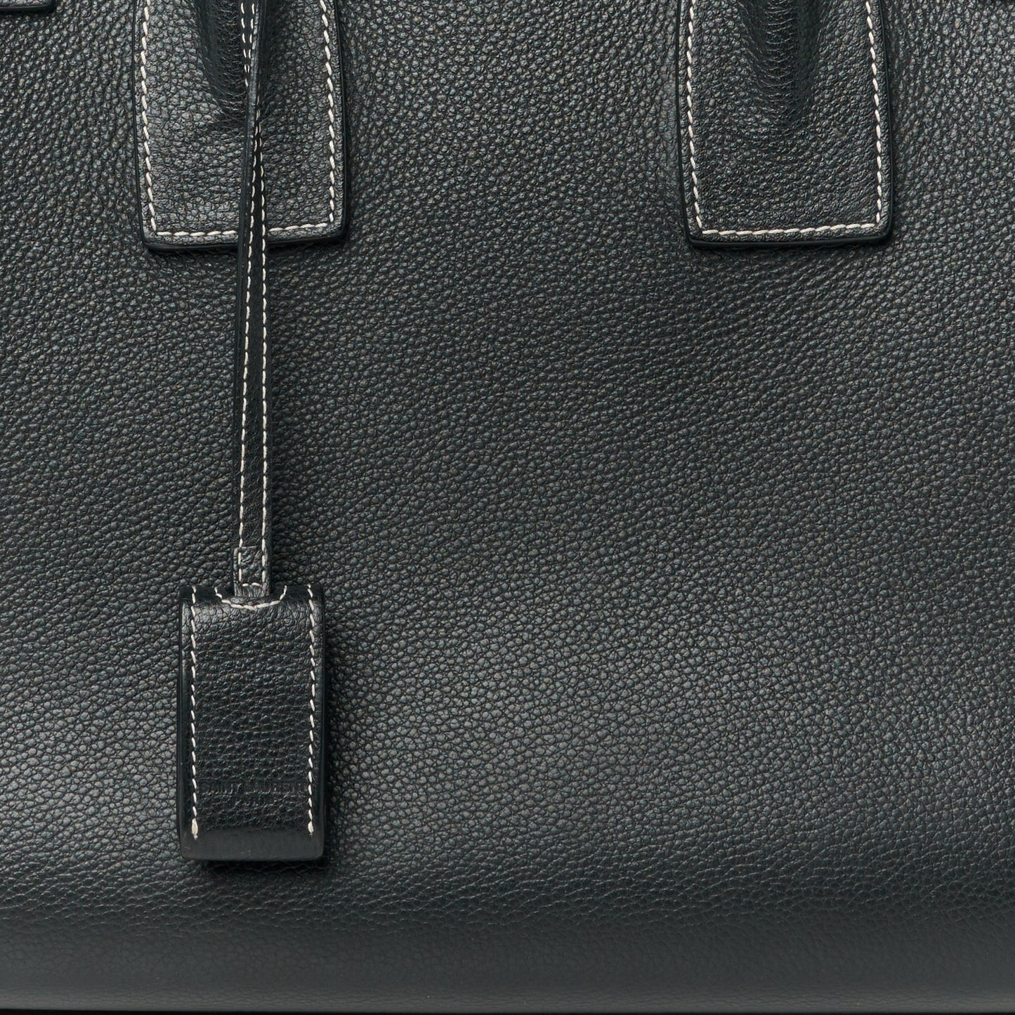 Grained Calfskin Topstitch Small Sac De Jour Black Porcelain