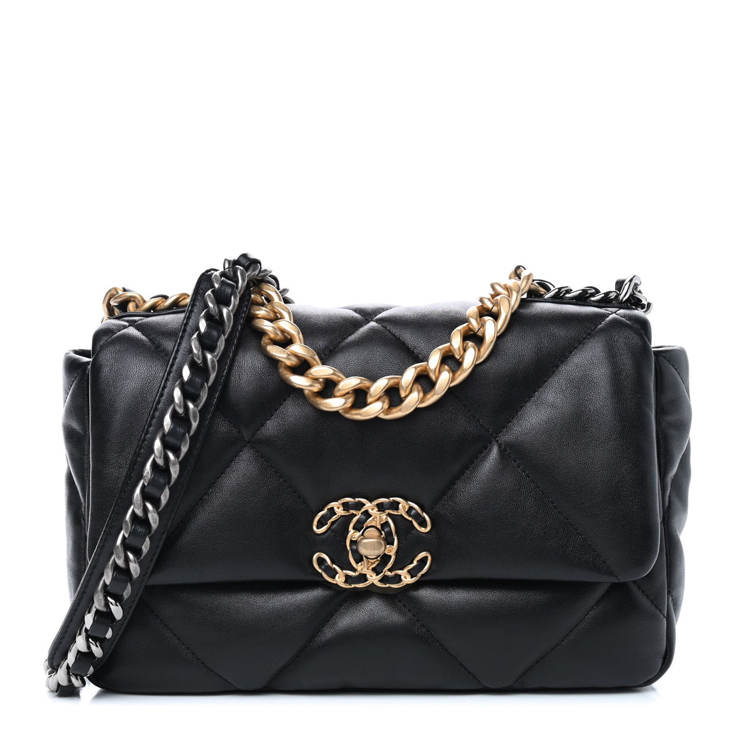 Goatskin Quilted Medium Chanel 19 Flap Black