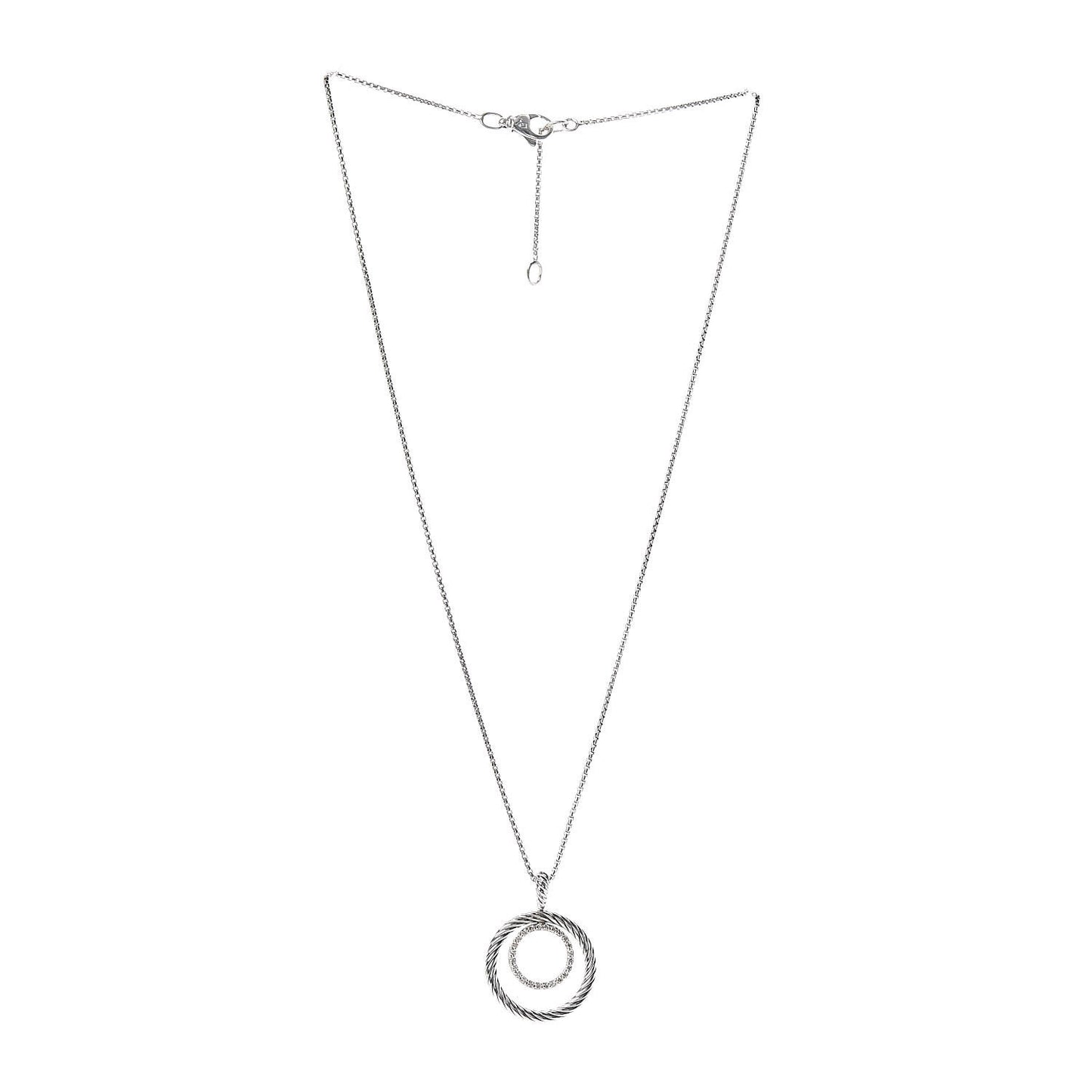 Sterling Silver Diamond Mobile Circle Pendant Necklace