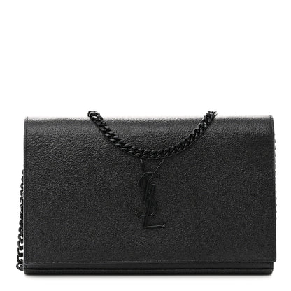 Saint Laurent Grained Metallic Calfskin Monogram Chain Wallet Black 1 of 11