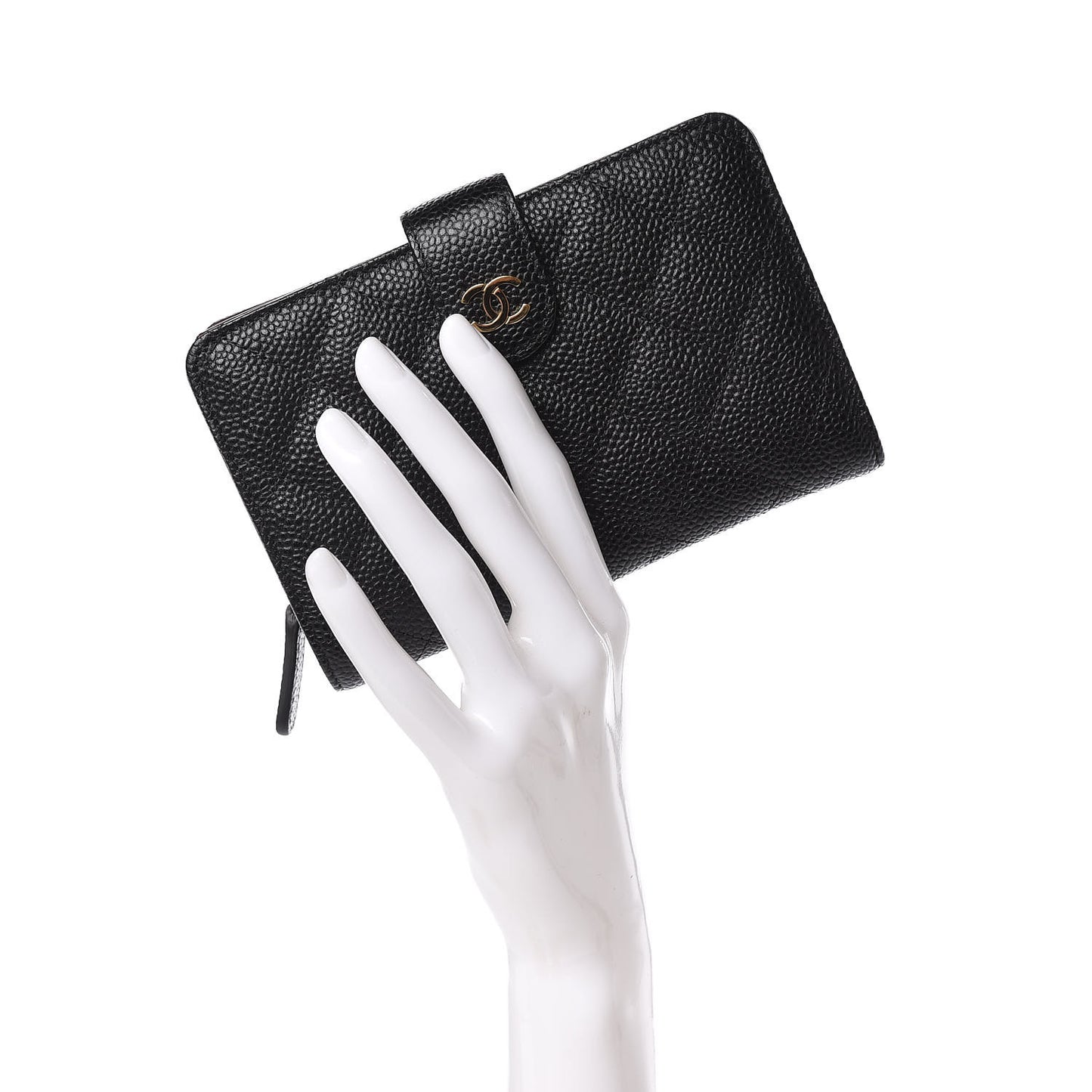 Caviar Quilted Zipped Pocket Wallet Black