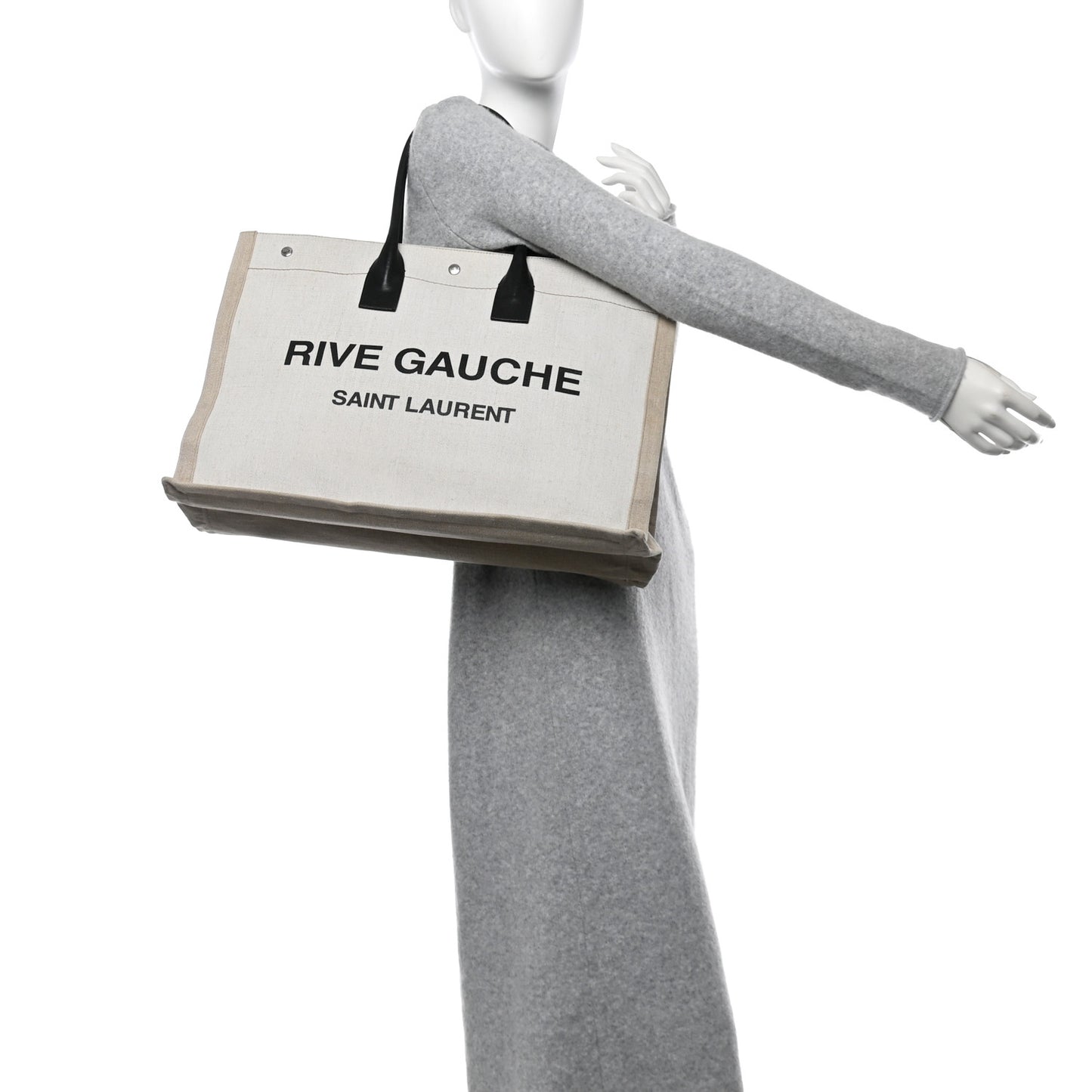 Linen Calfskin Rive Gauche Tote Optic White