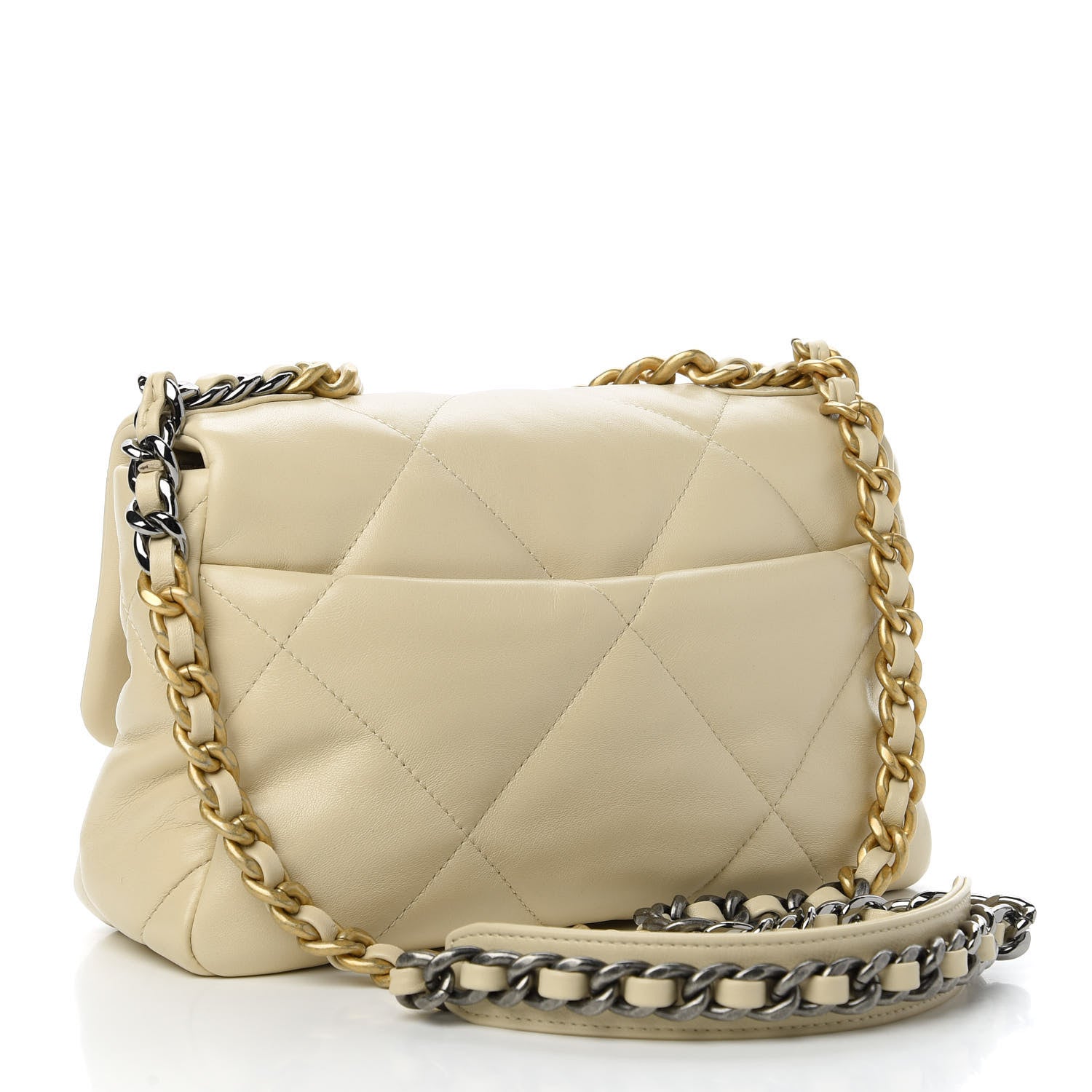 Chanel Lambskin Quilted Medium Chanel 19 Flap Light Beige 3 of 10