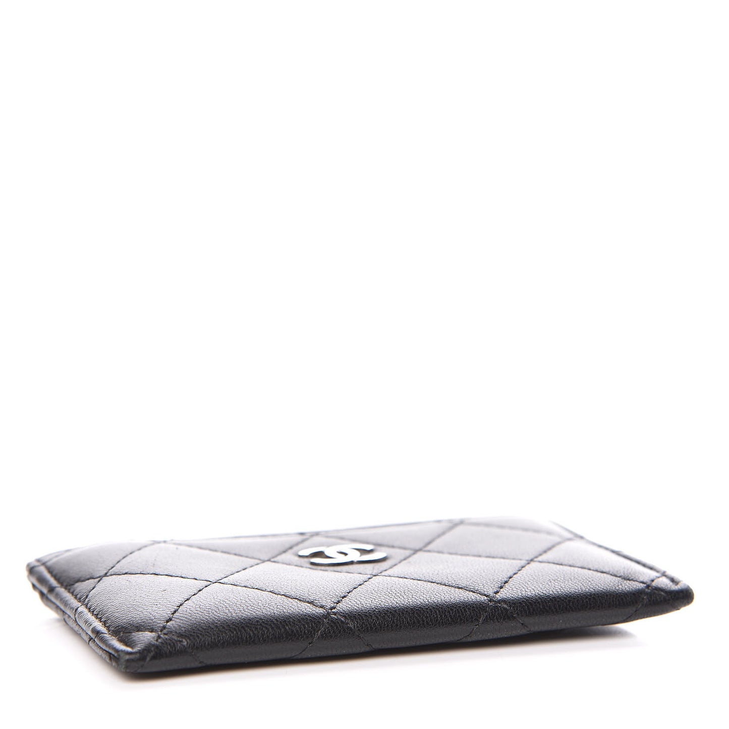 Lambskin Quilted Card Holder Black