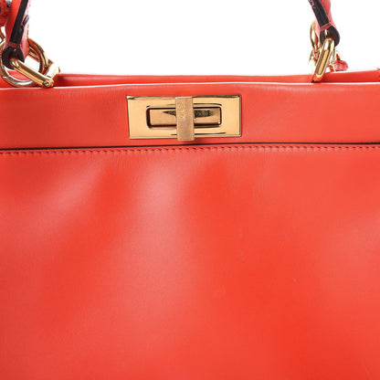 Fendi Vitello Morgan Fabric Jacquard Pequin Medium Peekaboo Iconic Satchel Papavero Tobacco Black 12 of 16