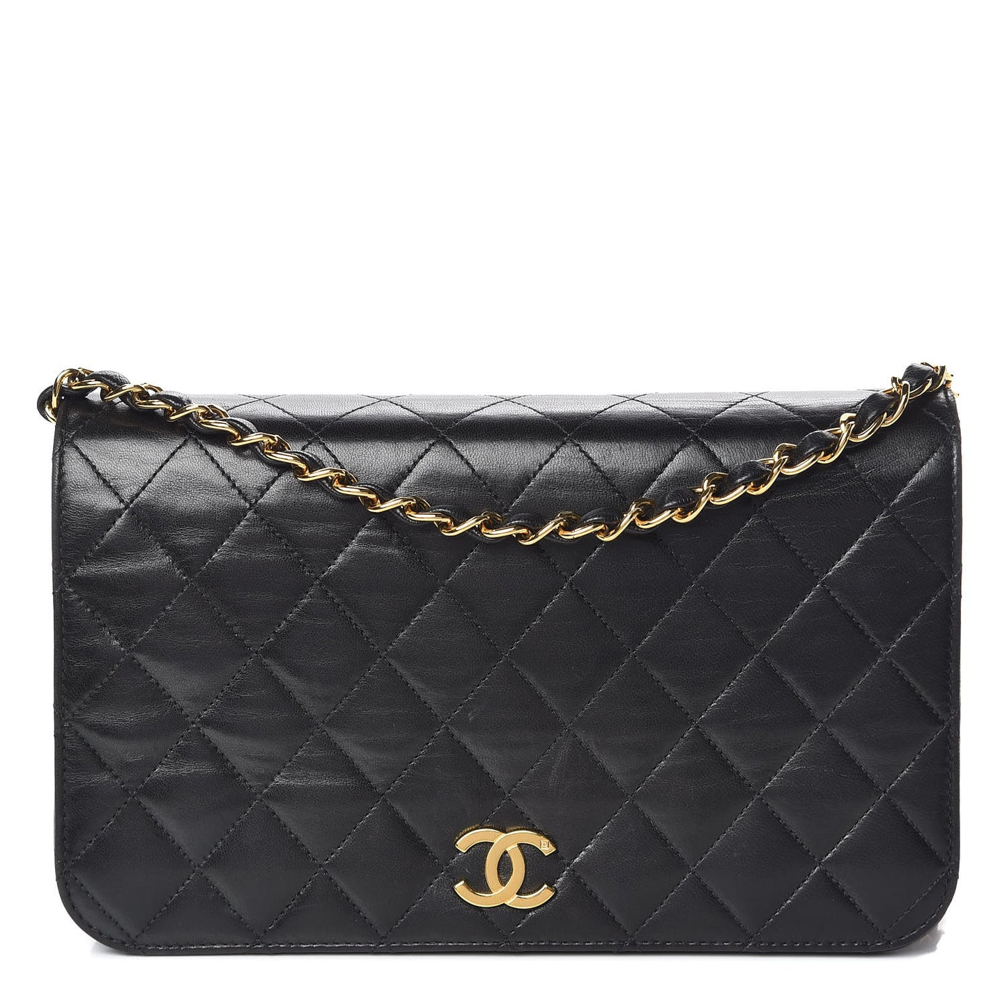 Lambskin Quilted Small Single Flap Black