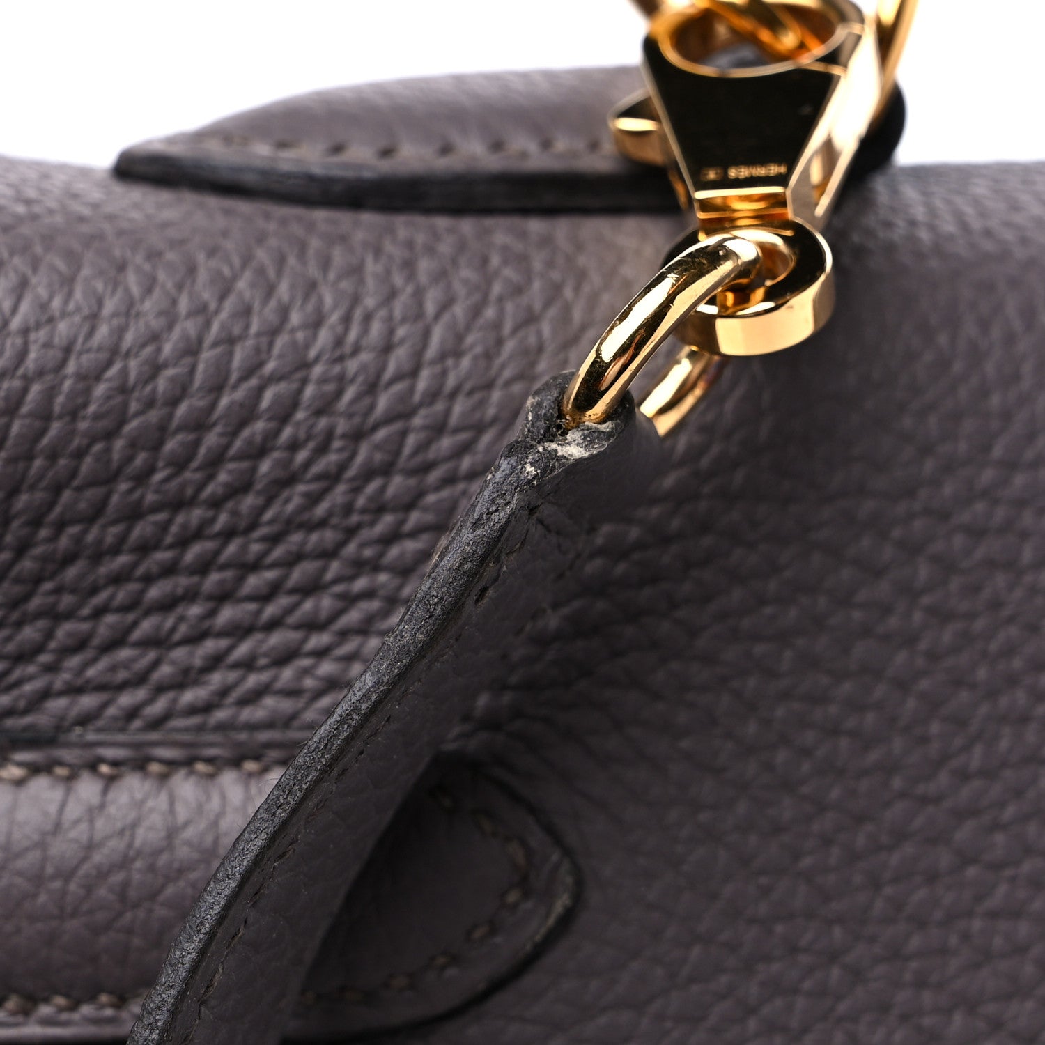 Hermes Togo Horseshoe Kelly Retourne 35 Etain Bleu Electrique 10 of 10
